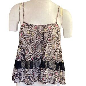NWT BCBGeneration BOHO Chiffon Lace Tribal Swing Tank‎ Top XS 148C
